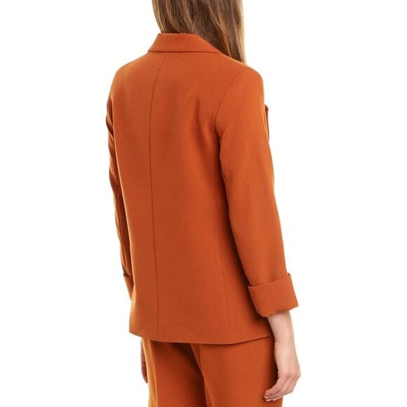 Tahari ASL Womens Easy Notch Collar Jacket With Patch PKTS Orange Spice Size 6 - Picture 2 of 4